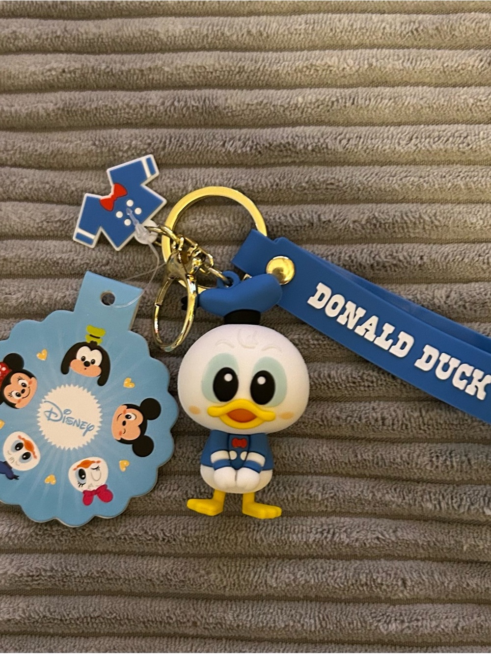 Disney Donald Duck Blue and Yellow Rubber Keychain with Name Strap
